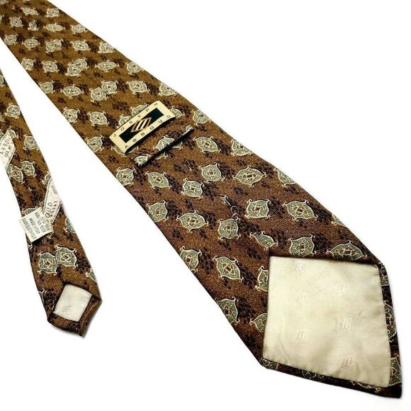 Joseph Abboud Silk Tie Textured Brown Geometric‎ - Picture 3 of 6